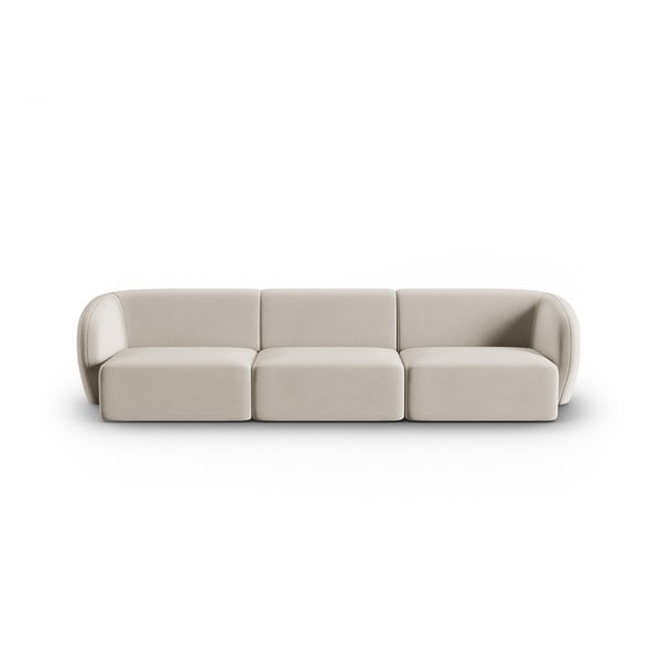 Divano beige con rivestimento in velluto 266 cm Paolo – Milo Casa