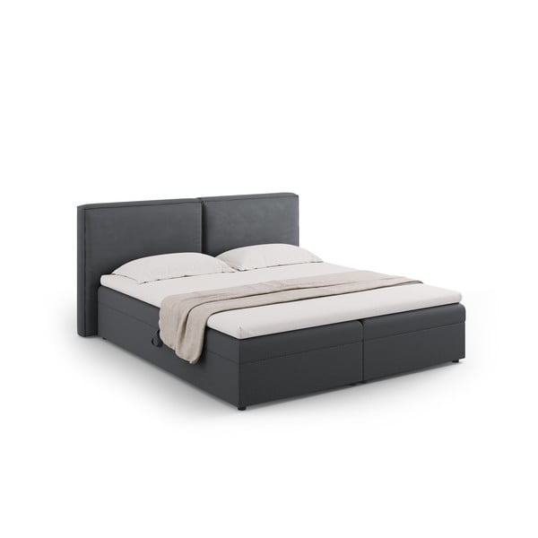 Letto boxspring in grigio scuro con contenitore 160x200 cm Arendal – Cosmopolitan Design-image-1