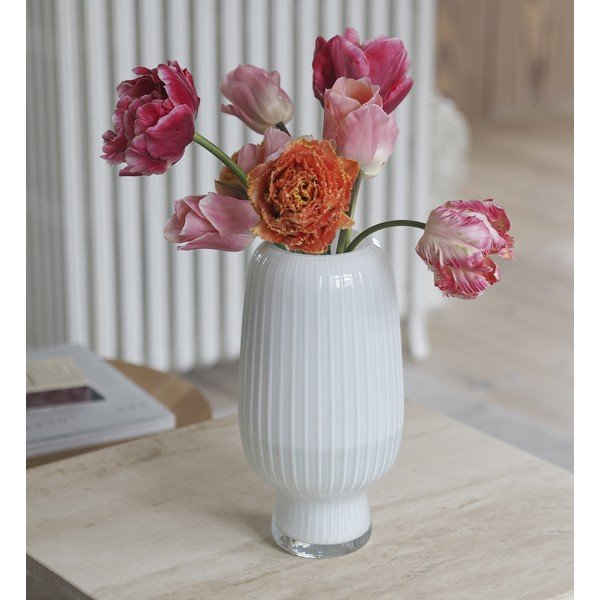 Vaso bianco in vetro (altezza totale 31,5 cm) Cuneo – Villa Collection-image-1