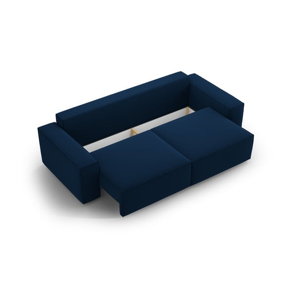 Divano blu scuro allungabile e con contenitore rivestito in velluto 247 cm Jodie – Micadoni -image-3