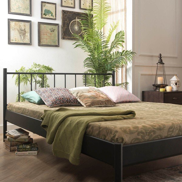 Letto matrimoniale in metallo nero con griglia 160x200 cm Falez - Kalune Design-image-1