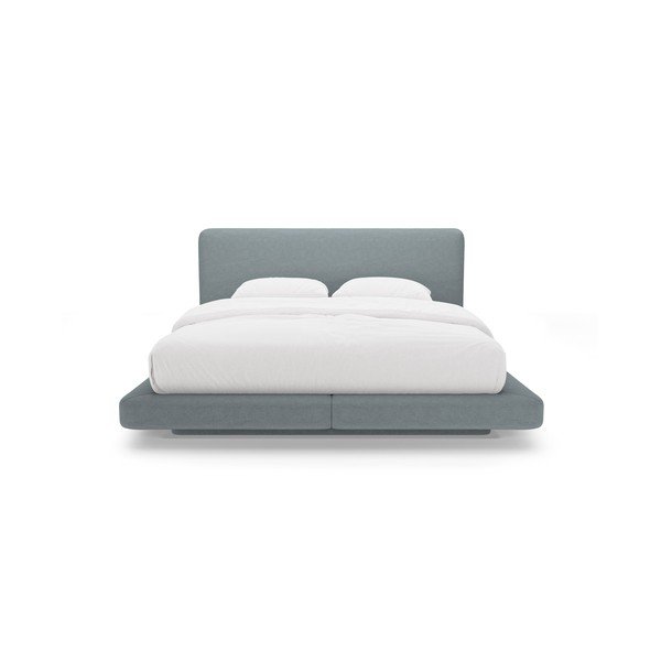 Letto matrimoniale imbottito azzurro 140x200 cm Linea – Micadoni -image-3