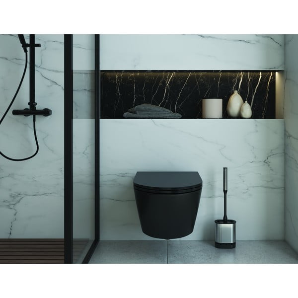 Scopino in acciaio inox grigio scuro Cleany - Metaltex-image-1