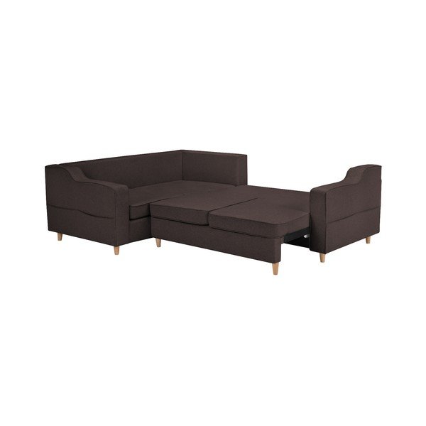 Divano letto a quattro posti marrone scuro Jonquille, angolo sinistro - Mazzini Sofas-image-2