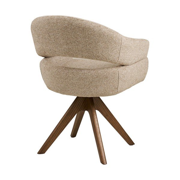 Sedia da pranzo beige in imbottito con braccioli Dover – House Nordic-image-4