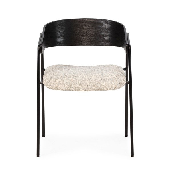 Set di sedie da pranzo nera/beige in imbottito con braccioli 2 pz Cora – MOME-image-4