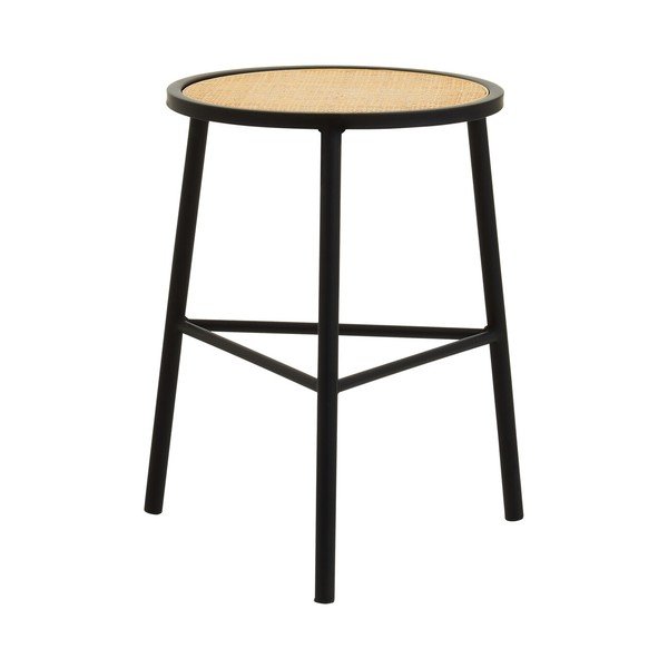 Sgabello nero/di colore naturale in rattan Depok – Premier Housewares-image-2