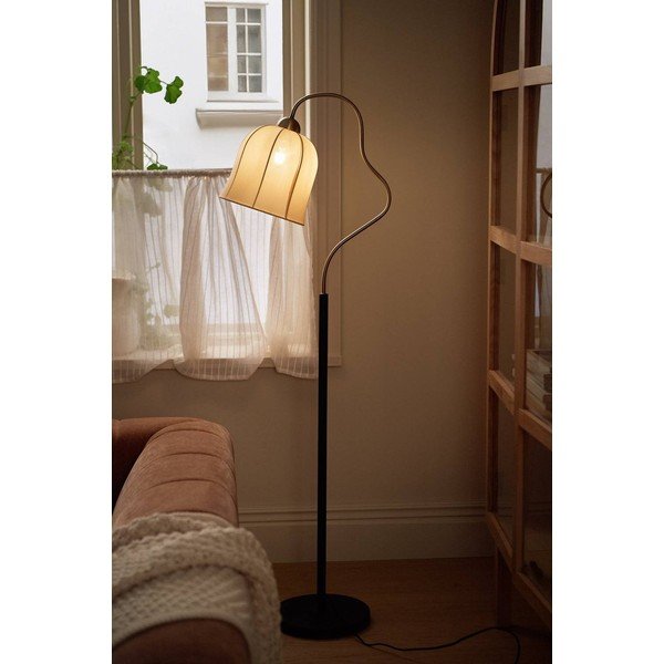 Lampada da terra bianca/nera in tessuto (altezza totale 150 cm) Bell – Ellos Home-image-1