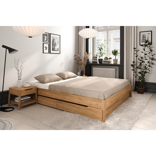 Letto matrimoniale in legno di quercia di colore naturale 200x200 cm Twig - The Beds-image-3