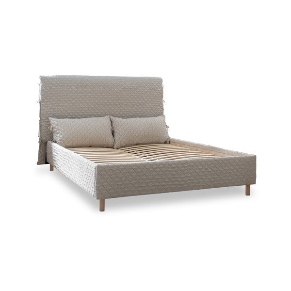 Letto matrimoniale imbottito beige con rete 180x200 cm Sleepy Luna - Miuform
