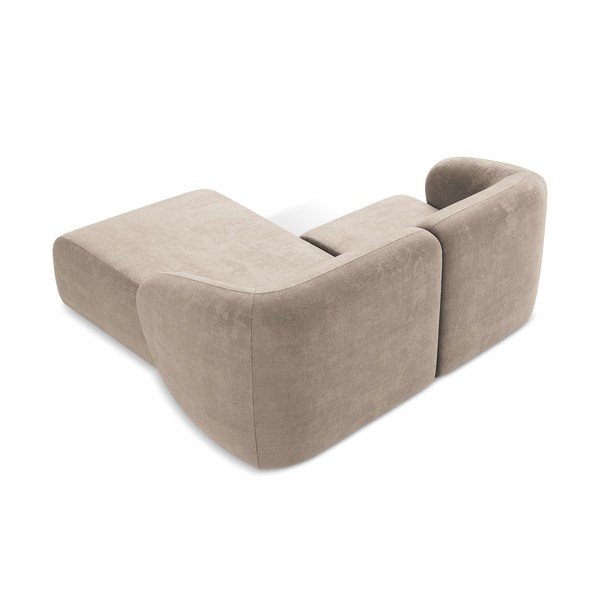 Divano angolare marrone chiaro (con penisola a destra/con chaise lounge) con rivestimento in ciniglia Lani – Makamii-image-3