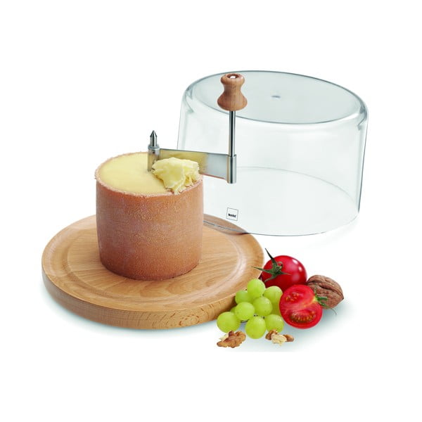 Vassoio per formaggi in legno con coperchio e affettatrice Planum - Kela-image-1