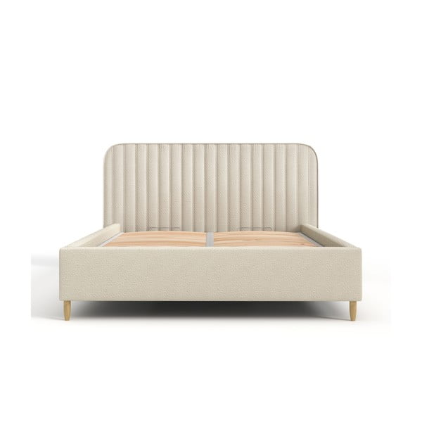 Letto matrimoniale imbottito beige con spazio contenitivo e rete 160x200 cm Noto - Maison de Rêve-image-2