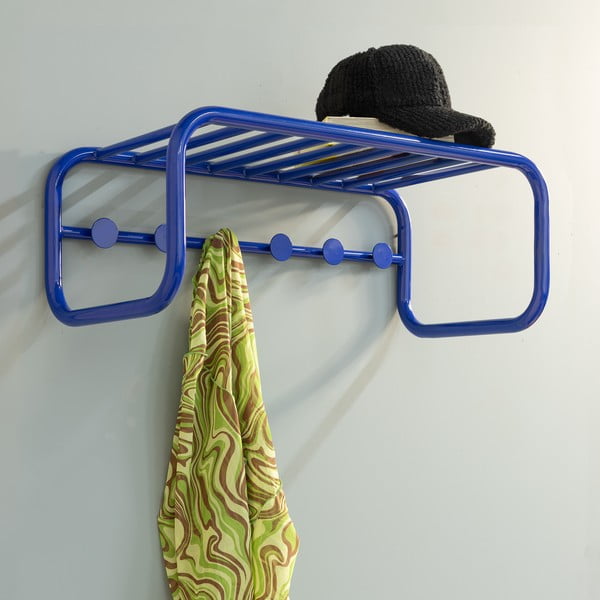 Attaccapanni da parete blu in metallo con scaffale 72 cm Retro – Spinder Design-image-1