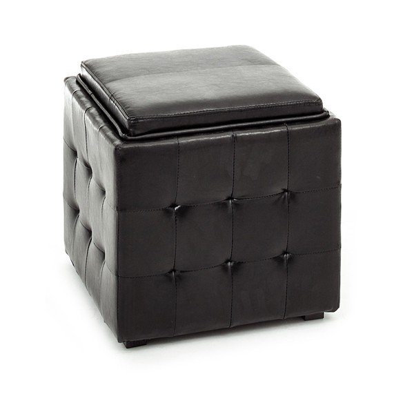Pouf nero con vano portaoggetti Custodia - Tomasucci