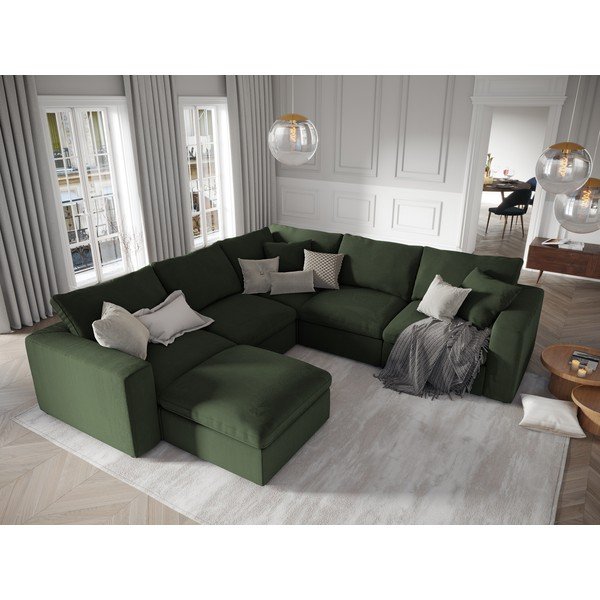 Parte angolare reversibile verde scuro del divano modulare in velluto a coste Galaxy - Windsor & Co Sofas-image-4