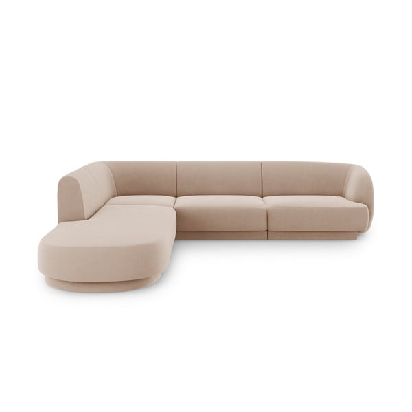 Divano angolare in velluto beige (angolo sinistro) Miley - Micadoni Home