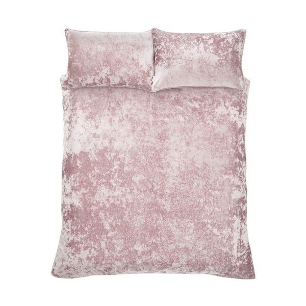 Biancheria da letto matrimoniale estesa in velluto rosa 230x220 cm Crushed - Catherine Lansfield