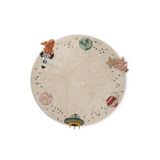 Tappeto da gioco per bambini in cotone lavabile a mano color crema ø140 cm Interstellar Journey - Lorena Canals