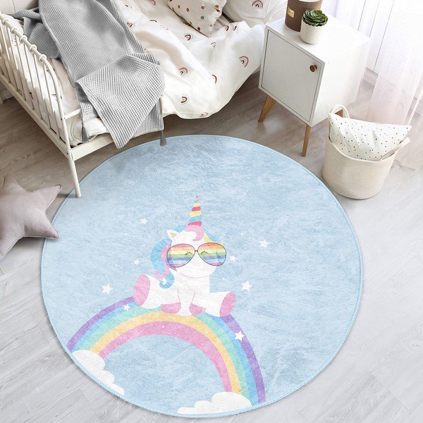 Tappeto azzurro per bambini ø 80 cm Comfort - Mila Home-image-1