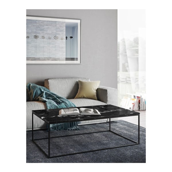 Tavolino in marmo nero con gambe nere Gleam, 120 x 75 cm - TemaHome-image-4