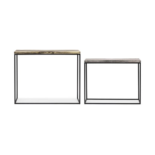 Set di tavoli consolle in metallo 2 pz 29x99 cm Amira – Bizzotto-image-3