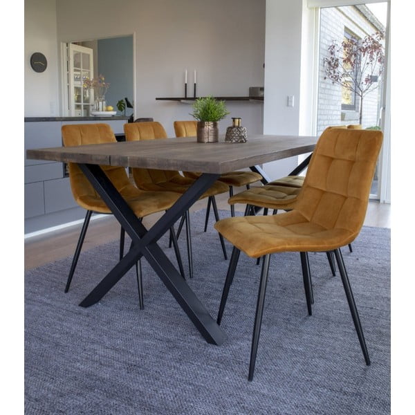 Sedie da pranzo in set gialle in imbottito 2 pz Middelfart – House Nordic-image-1