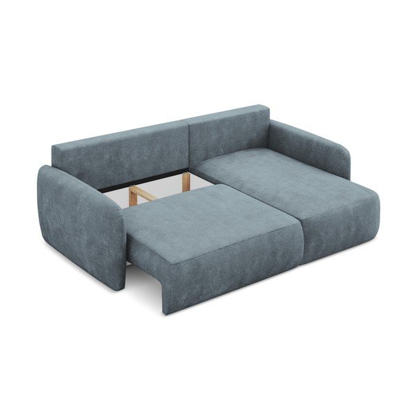 Divano angolare blu polveroso allungabile/con contenitore (con penisola a destra/con chaise lounge) con rivestimento in ciniglia Lilo – Makamii-image-3