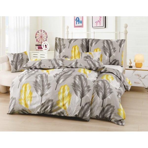 Biancheria da letto singola in microsatin giallo-grigio 140x200 cm in set da 6 Naomi - My House