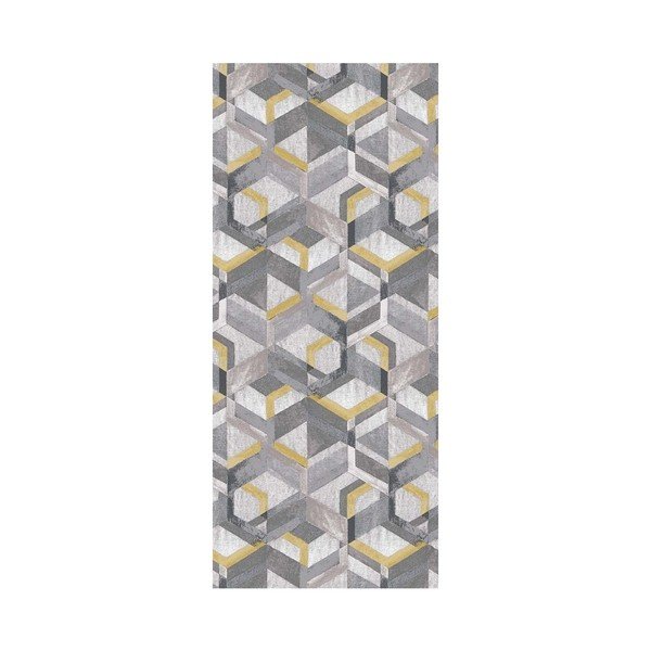 Žluto-šedý běhoun Floorita Retro, 60 x 190 cm