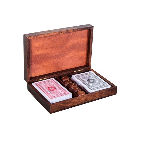 Set di carte e dadi in astuccio di legno - Antic Line