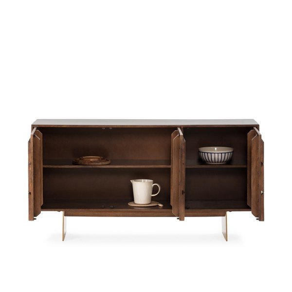 Cassettiera marrone in mango massiccio 145x76x40 cm Trisha – MOME-image-4