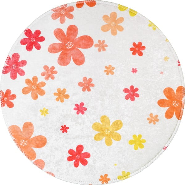 Tappeto per bambini arancione e avorio lavabile ø100 cm Fall Flowers – Vitaus