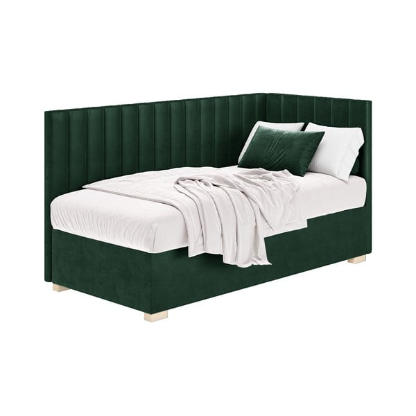 Letto da bambini con sponde verde scuro con contenitore con materasso incluso 90x200 cm Snugi – Ghado-image-2