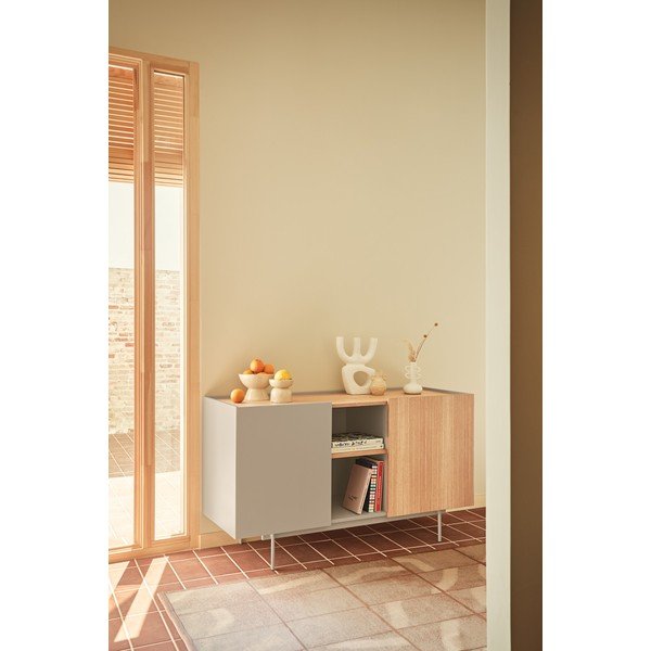 Cassettiera bassa beige/naturale in rovere 130x78 cm Otto - Teulat-image-1