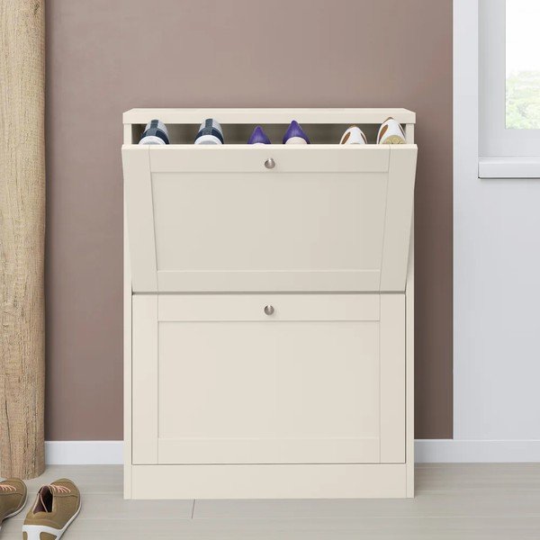 Scarpiera beige opaca con ante ribaltabili 70x90x19 cm Heide – Støraa-image-2