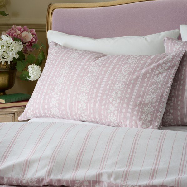 Biancheria da letto bianca/rosa per letto singolo 135x200 cm Regency Stripe – Catherine Lansfield-image-3