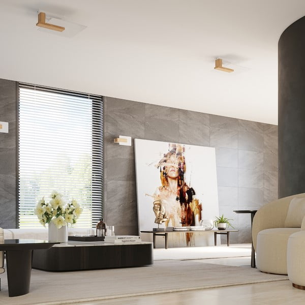 Lampada da soffitto in colore naturale con paralume in vetro 40x47,5 cm Parola - Sollux-image-3