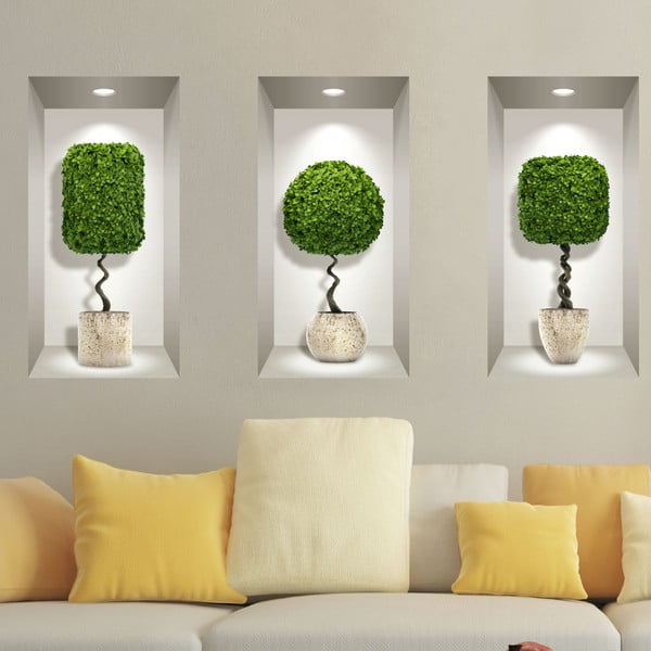 Set di 3 adesivi murali 3D Palla di piante - Ambiance