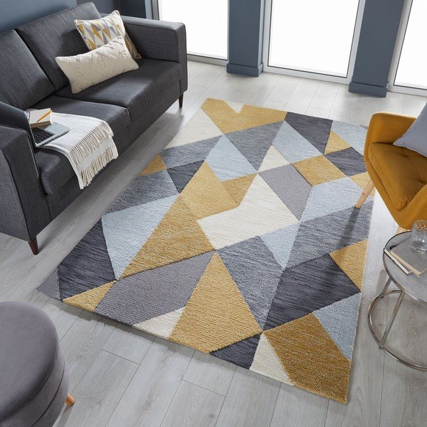 Tappeto giallo/grigio 120x170 cm Icon - Flair Rugs-image-4