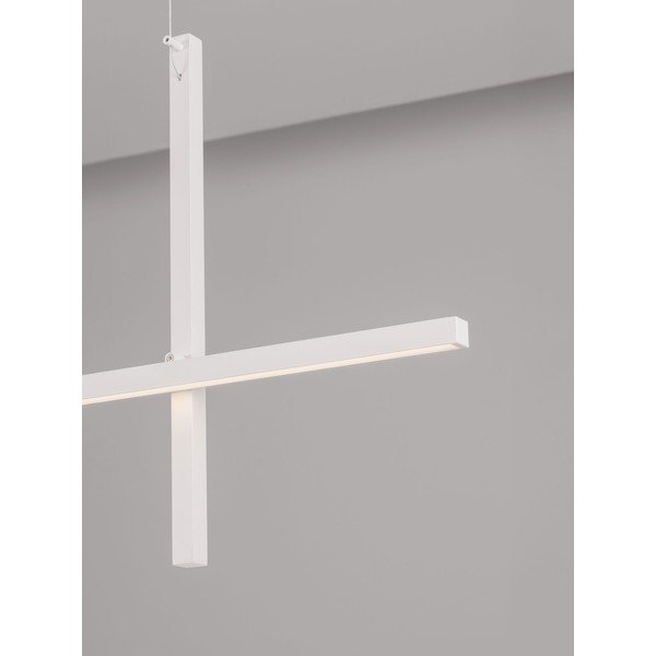 Lampadario LED bianco opaco in alluminio con paralume in vetro acrilico Looma – Nova Luce-image-2