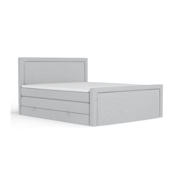 Letto boxspring grigio chiaro con contenitore 160x200 cm Lavenda – Maison de Rêve