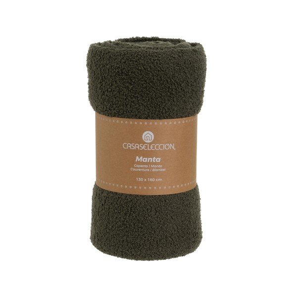 Coperta verde in sherpa 130x160 cm Sherpa Bouclé – Casa Selección-image-4