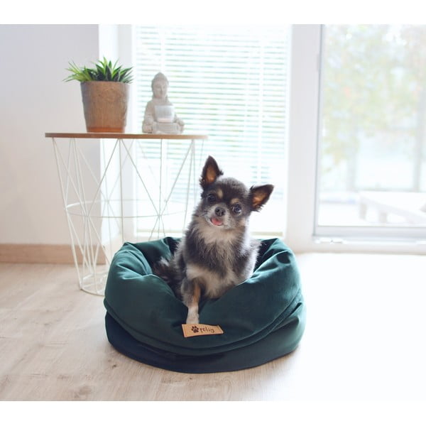 Biancheria da letto in velluto verde scuro ø 40 cm Basket Royal - Petsy-image-2