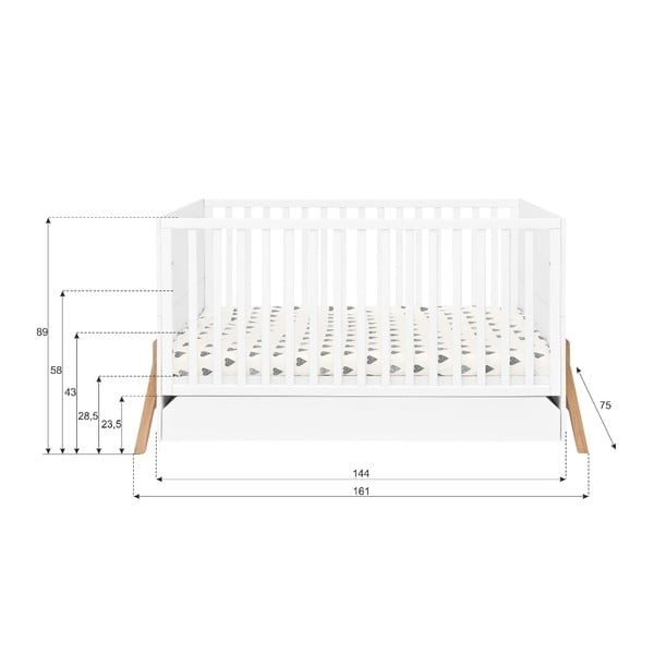 Lettino bianco con cassetto , 70 x 140 cm Lotta - BELLAMY-image-3