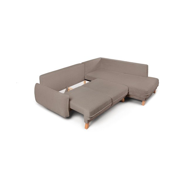 Divano angolare grigio tortora allungabile/con contenitore (con penisola a sinistra/a L) con rivestimento in velluto a coste Tori – Bonami Selection-image-2