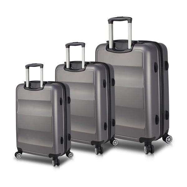 My Valice LASSO Travel Set di 3 valigie trolley grigie con porte USB - Myvalice