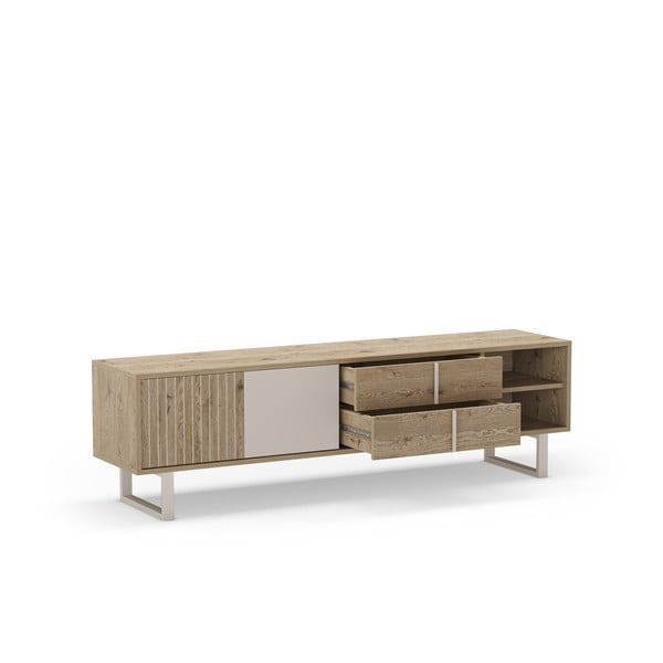 Mobile TV in rovere di colore grigio-naturale 180x51,5 cm Millay - Marckeric-image-4