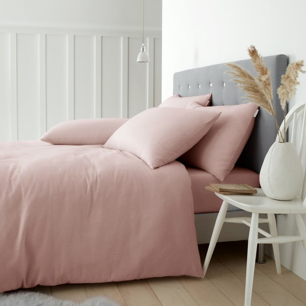 Biancheria da letto in flanella rosa per letto singolo 135x200 cm - Catherine Lansfield