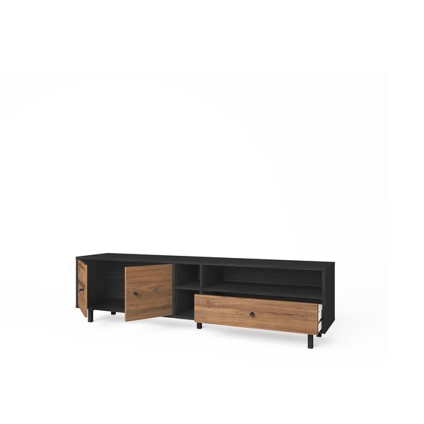 Tavolo TV nero/naturale in noce 180x47 cm Roald - Marckeric-image-4